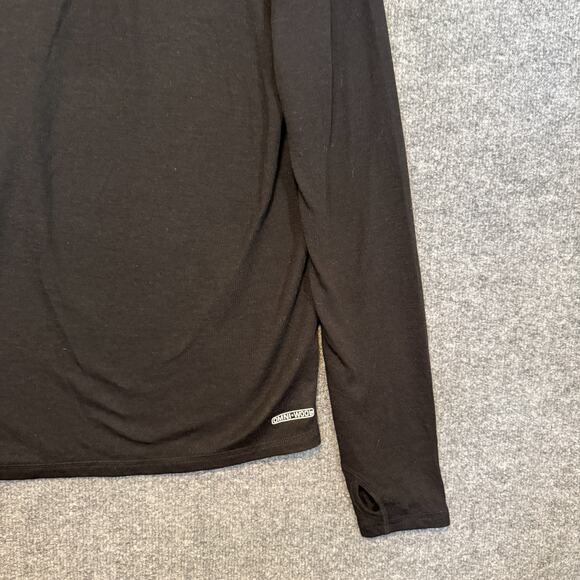 Omni Wool Shirt Mens Large Black Wool Blend 1/4 Zip Stretch Long Sleeve Tshirt - Picture 5 of 9
